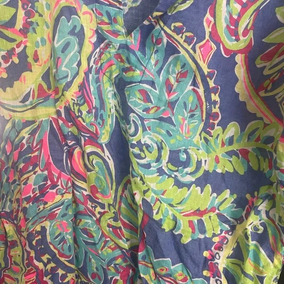 Lily Pulitzer large linen caftan Paisley Print Dress - Picture 3 of 7